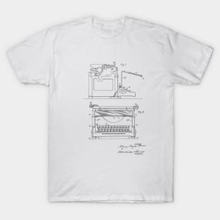 Typewriter Vintage Patent Hand Drawing T-Shirt